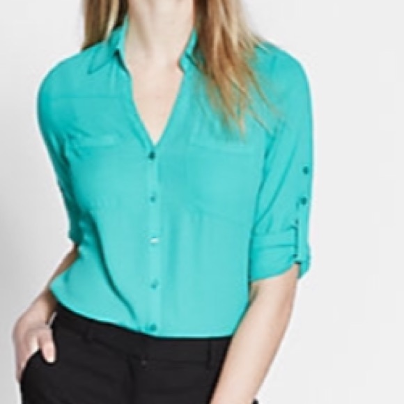 Express Button down Top size small Turquoise - Picture 2 of 2